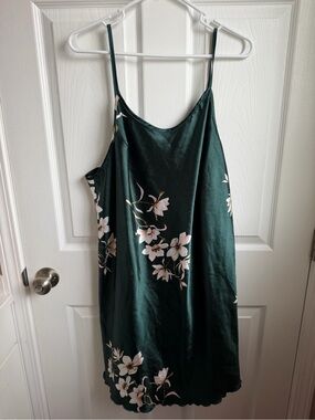 SHEIN Dark Green Silk Chemise